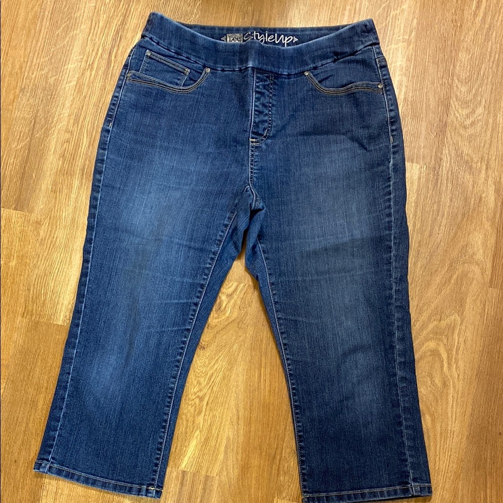 Lee Style Up Stretch Capris Blue Relaxed Fit Jeans Size 10P